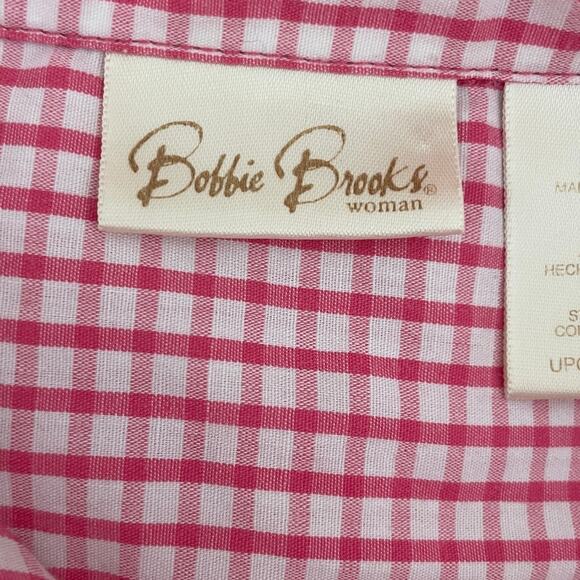 VTG Bobbie Brooks Women Top 18/20 Check Button Preppy Coastal Y2K Retro Cowgirl - Picture 2 of 13